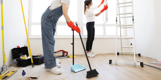 Newly finished surfaces gently cleaned after renovation